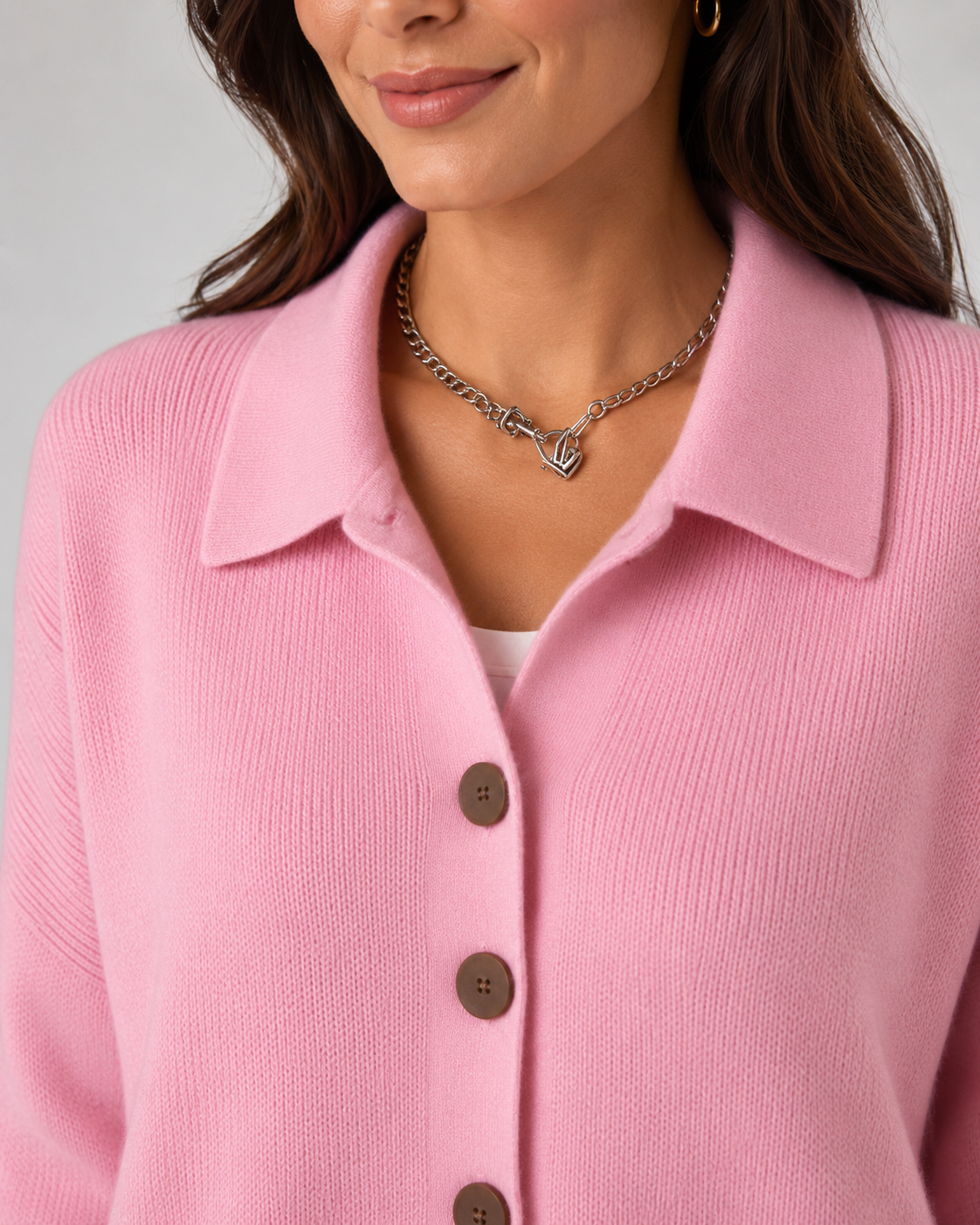 Nerine | Collared Button-Up Knit Cardigan