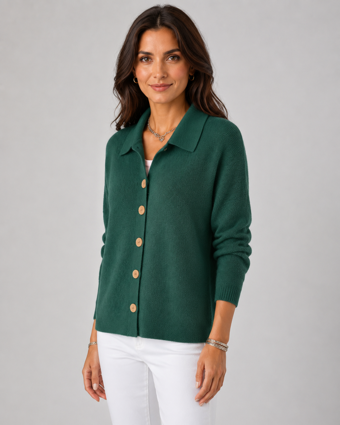 Nerine | Collared Button-Up Knit Cardigan
