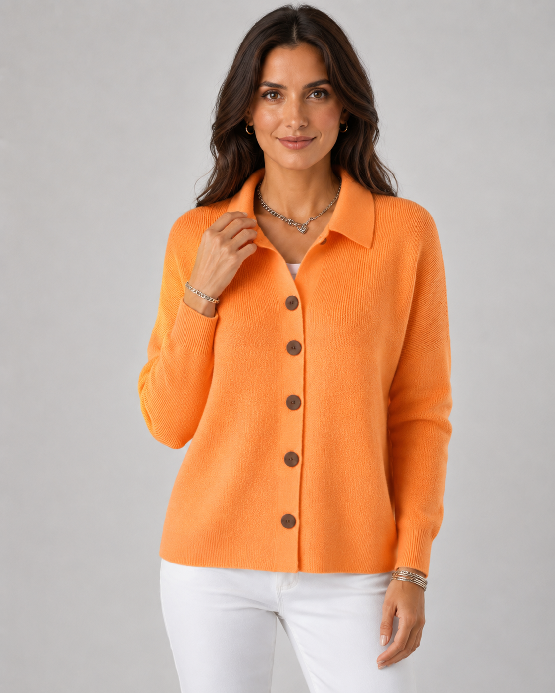 Nerine | Collared Button-Up Knit Cardigan