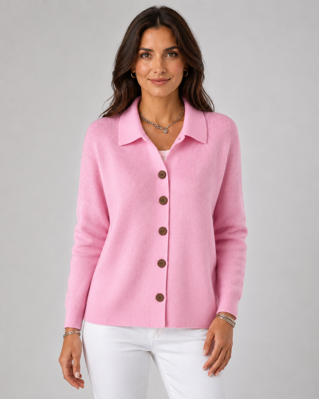 Nerine | Collared Button-Up Knit Cardigan