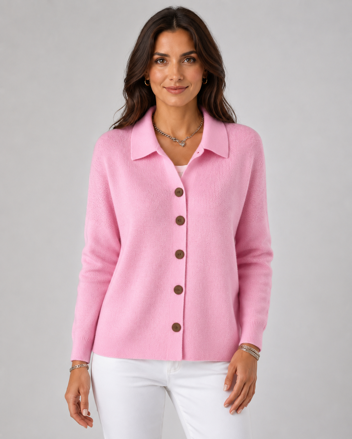 Nerine | Collared Button-Up Knit Cardigan