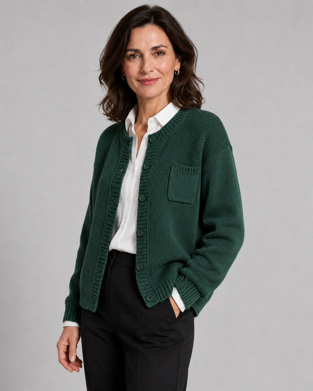 Yolette | Button-Up Knit Cardigan with Pocket