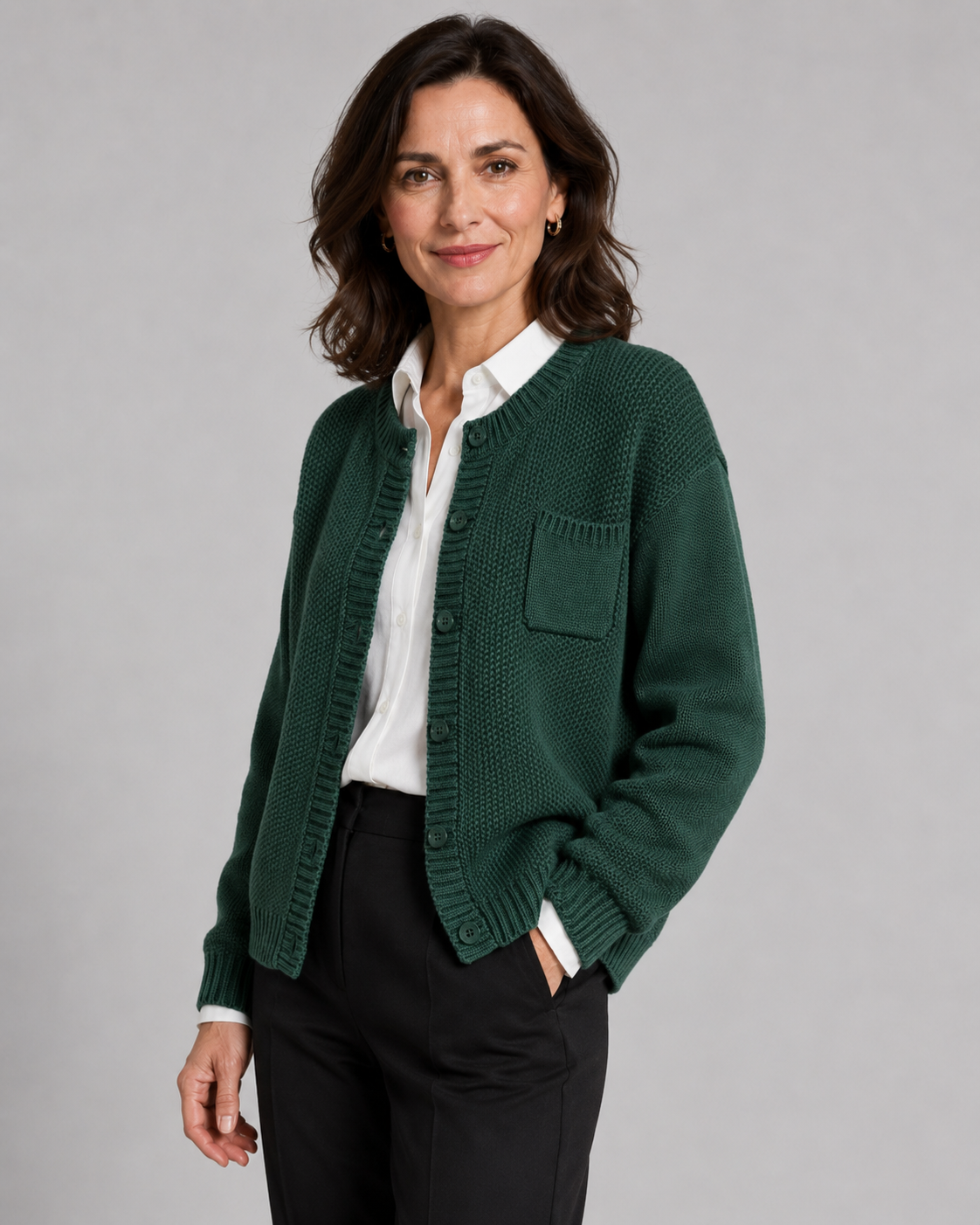 Yolette | Button-Up Knit Cardigan with Pocket