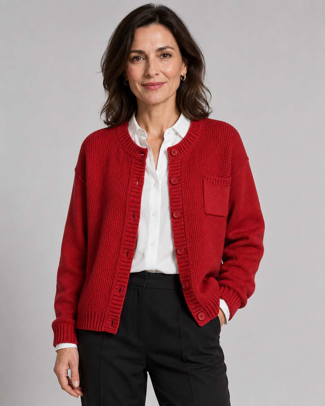 Yolette | Button-Up Knit Cardigan with Pocket