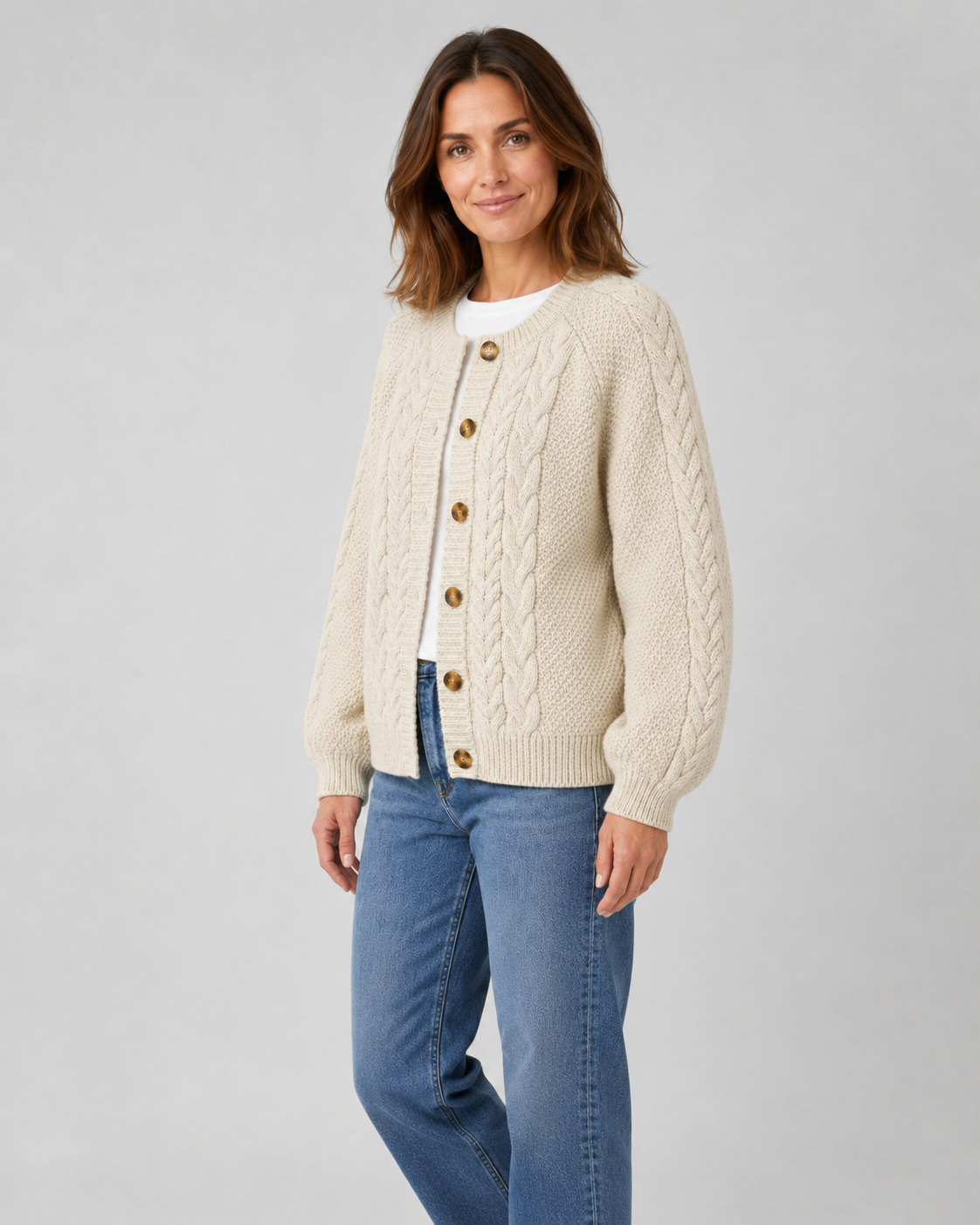 Dorothea | Cable Knit Button Front Cardigan