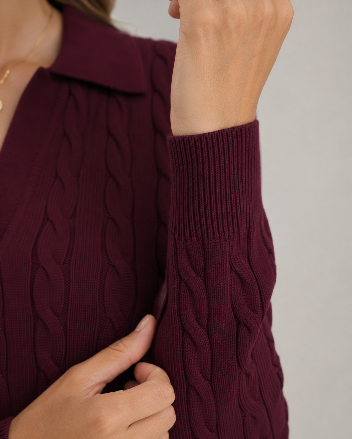 Bettina | Cable Knit Polo Sweater