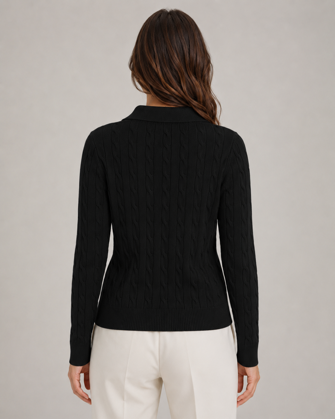 Bettina | Cable Knit Polo Sweater