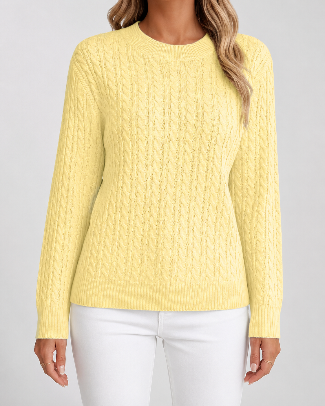 Vespera | Cable Knit Crew Neck Sweater