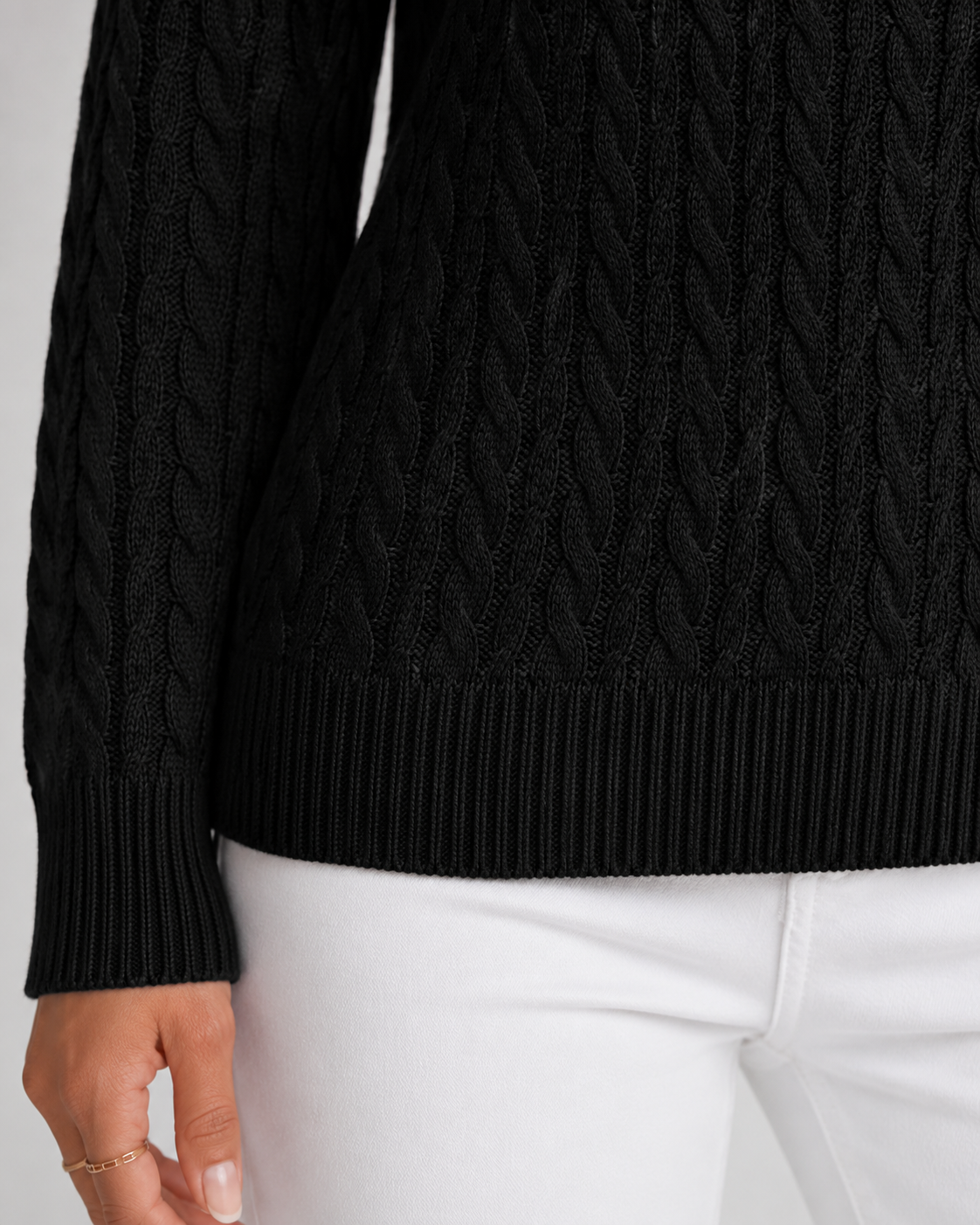 Vespera | Cable Knit Crew Neck Sweater