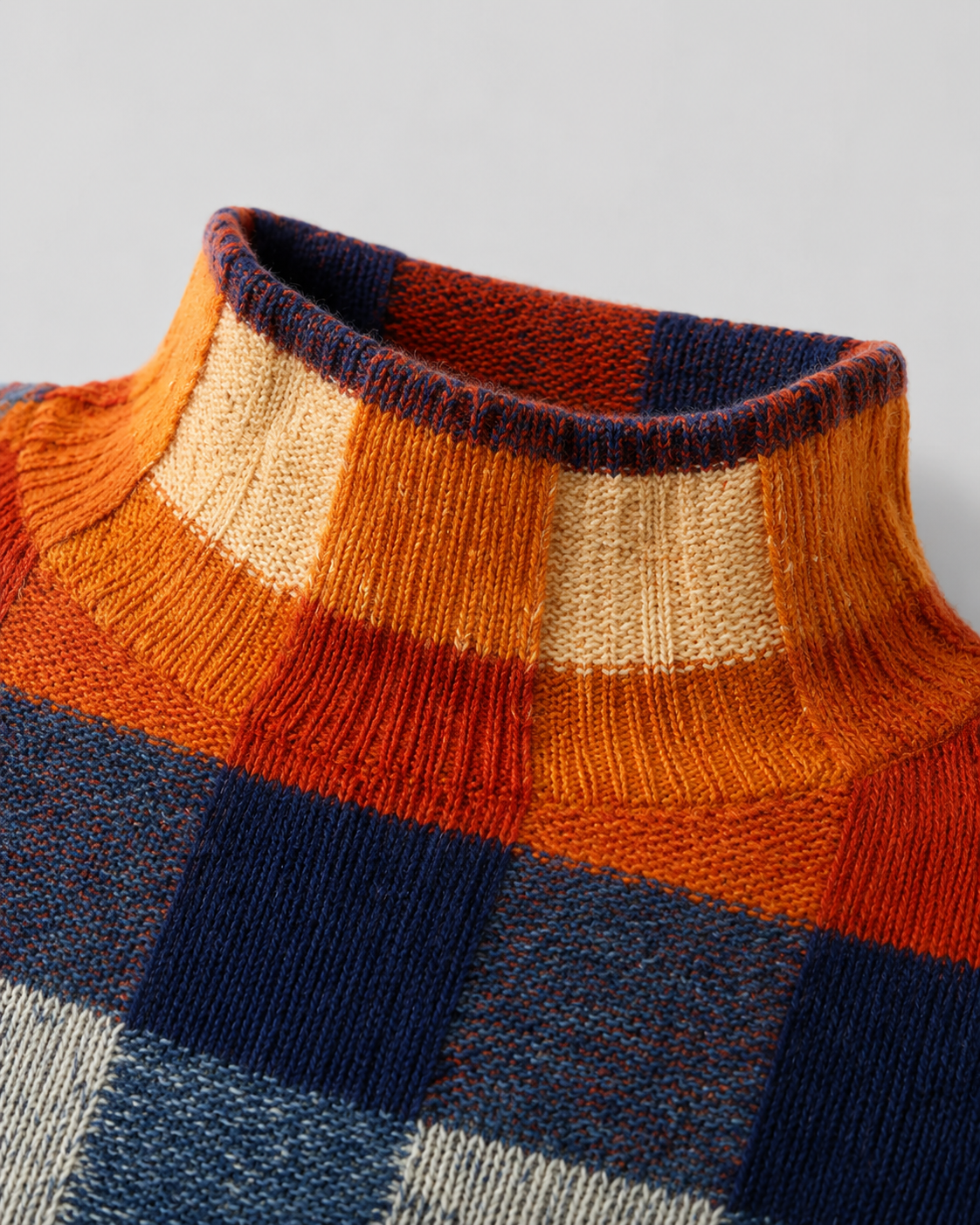 Xiomara | Check Knit Turtleneck Sweater