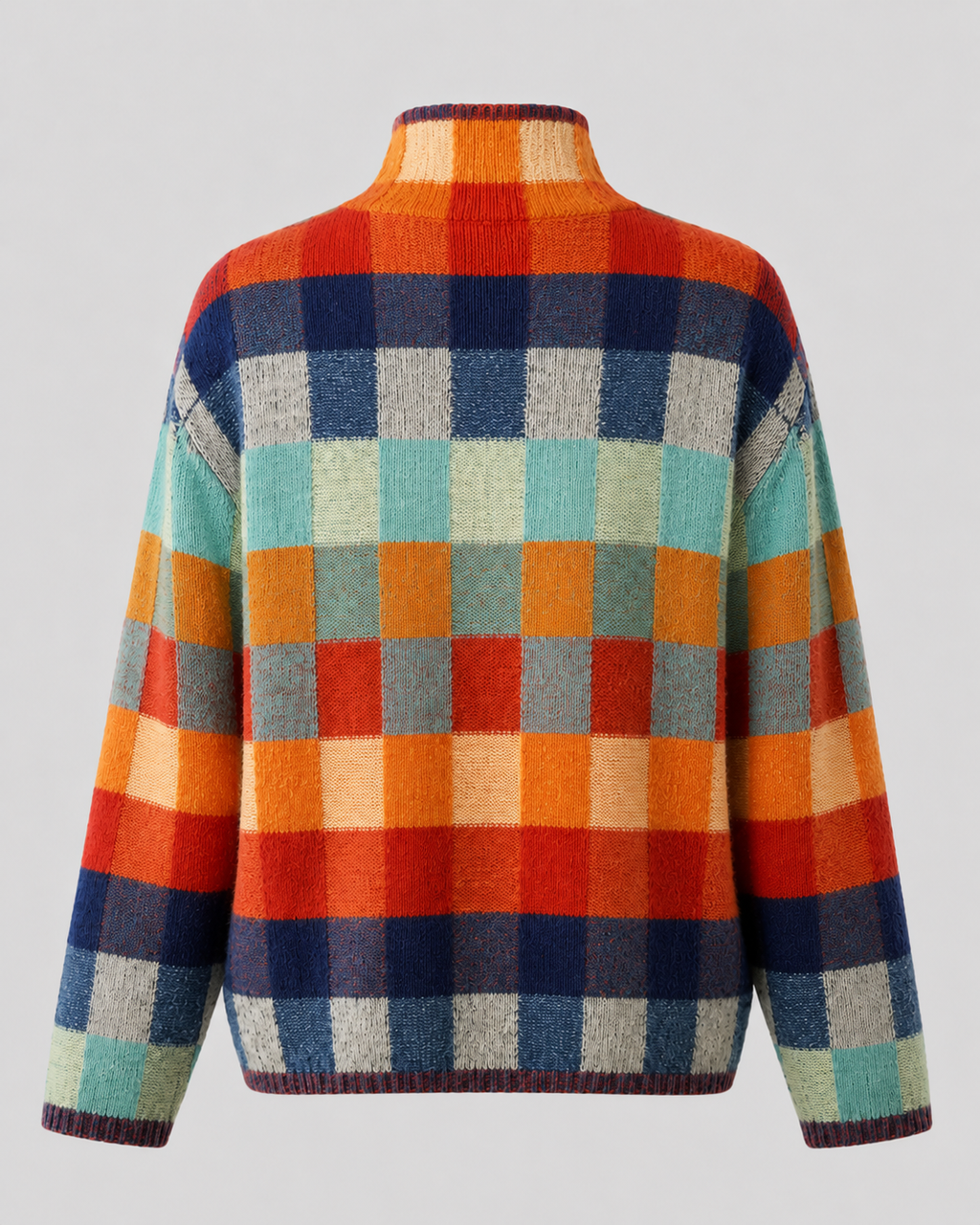 Xiomara | Check Knit Turtleneck Sweater