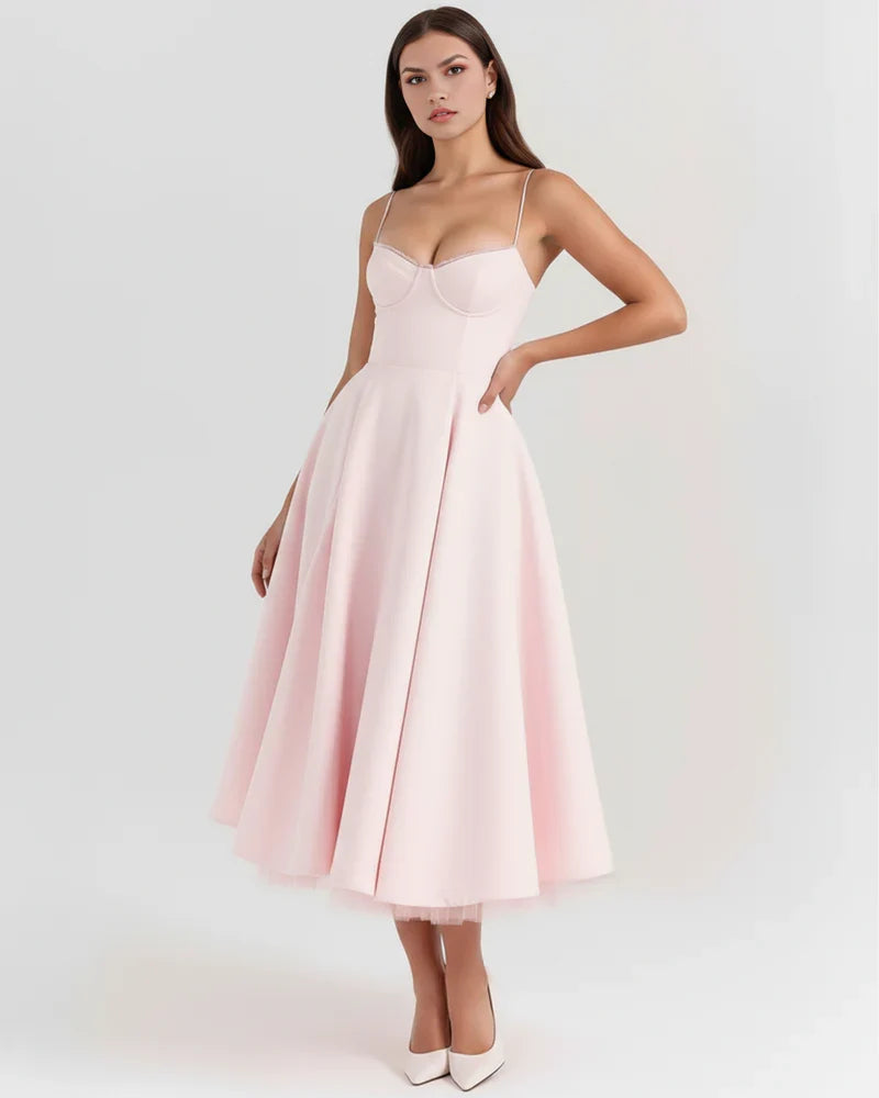 Willa | Corset Tulle Midi Dress