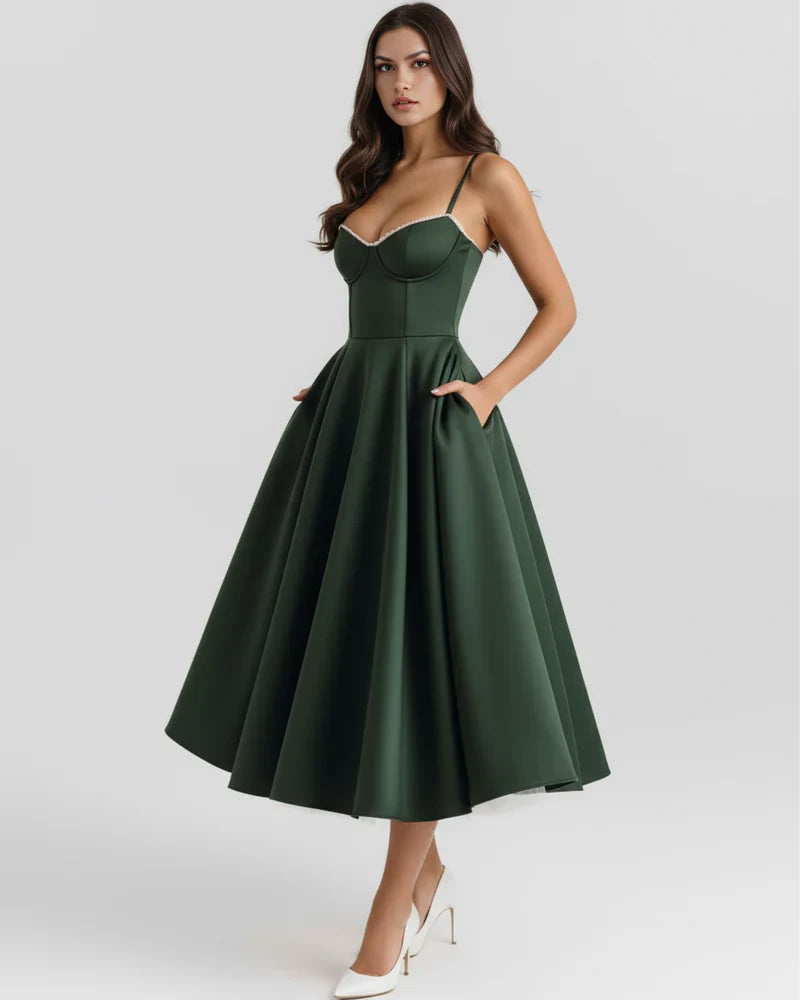 Willa | Corset Tulle Midi Dress