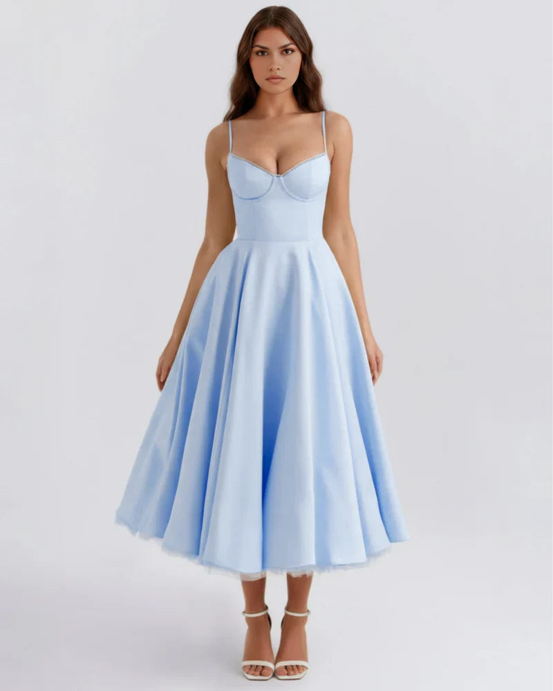 Willa | Corset Tulle Midi Dress
