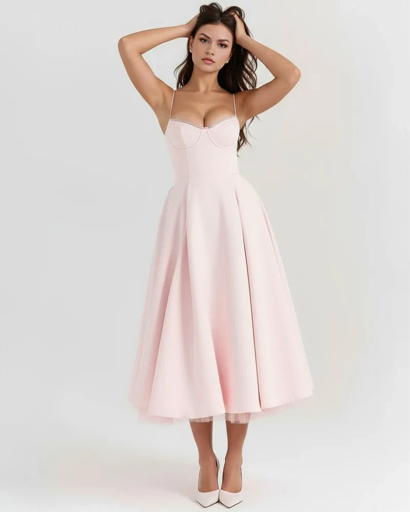 Willa | Corset Tulle Midi Dress