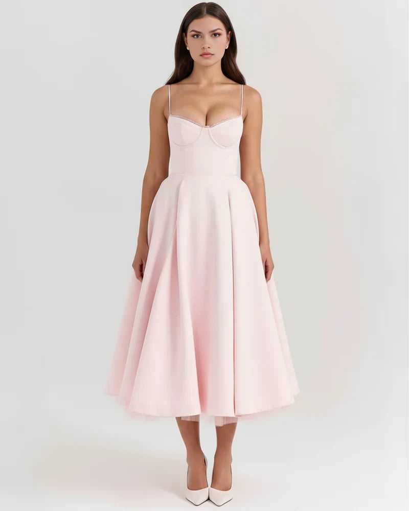 Willa | Corset Tulle Midi Dress