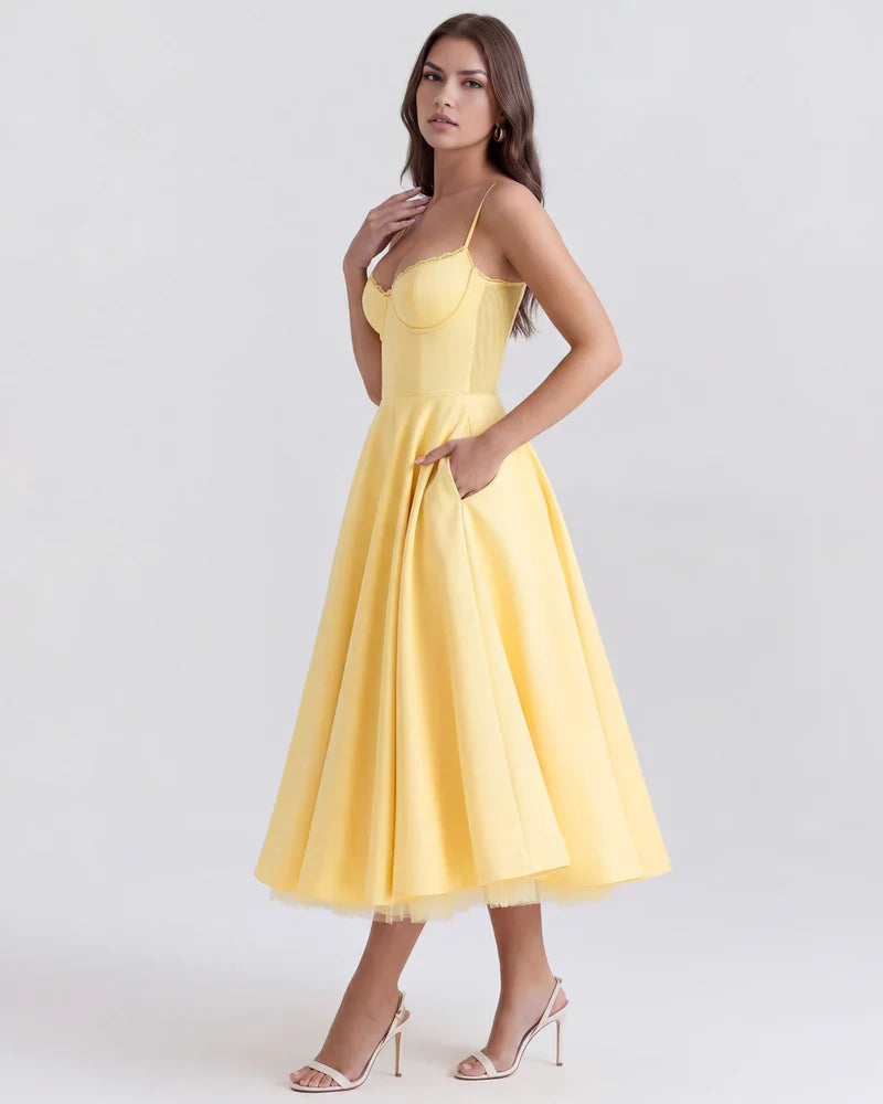 Willa | Corset Tulle Midi Dress