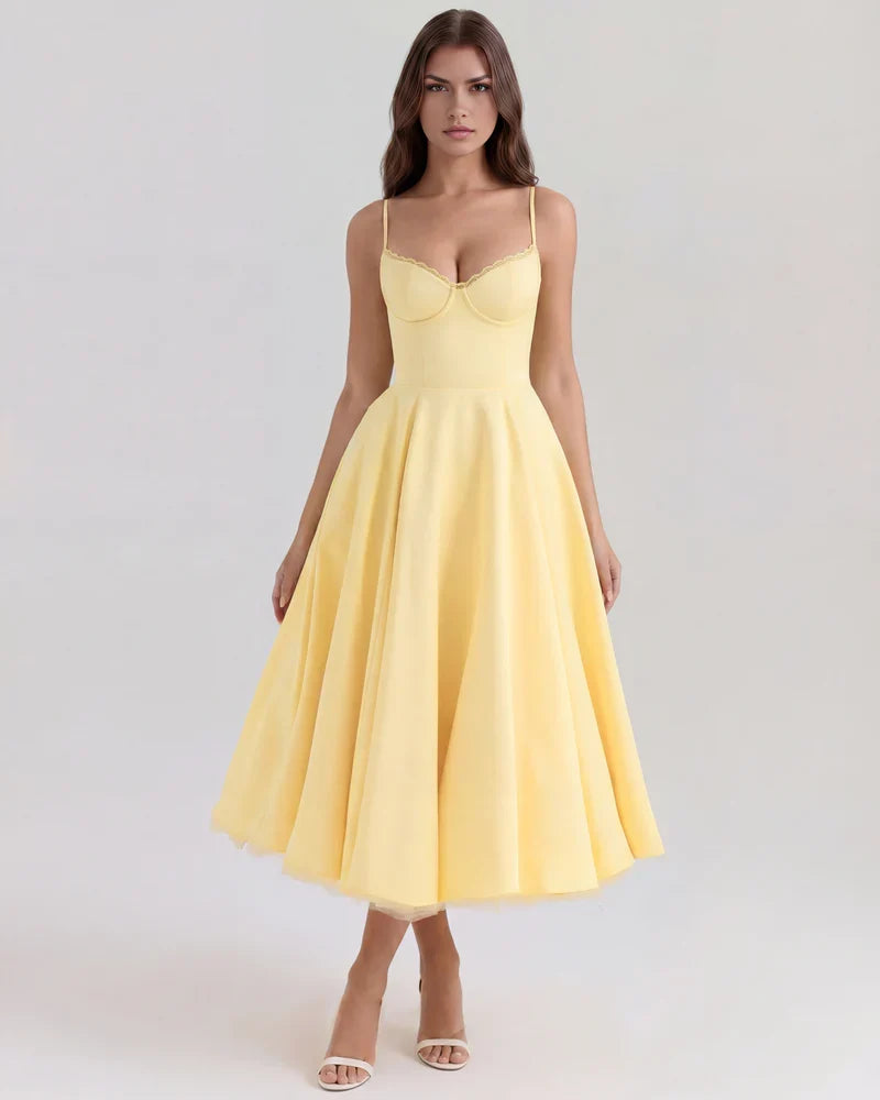 Willa | Corset Tulle Midi Dress