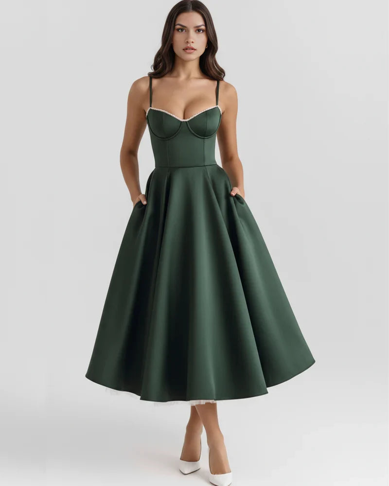 Willa | Corset Tulle Midi Dress