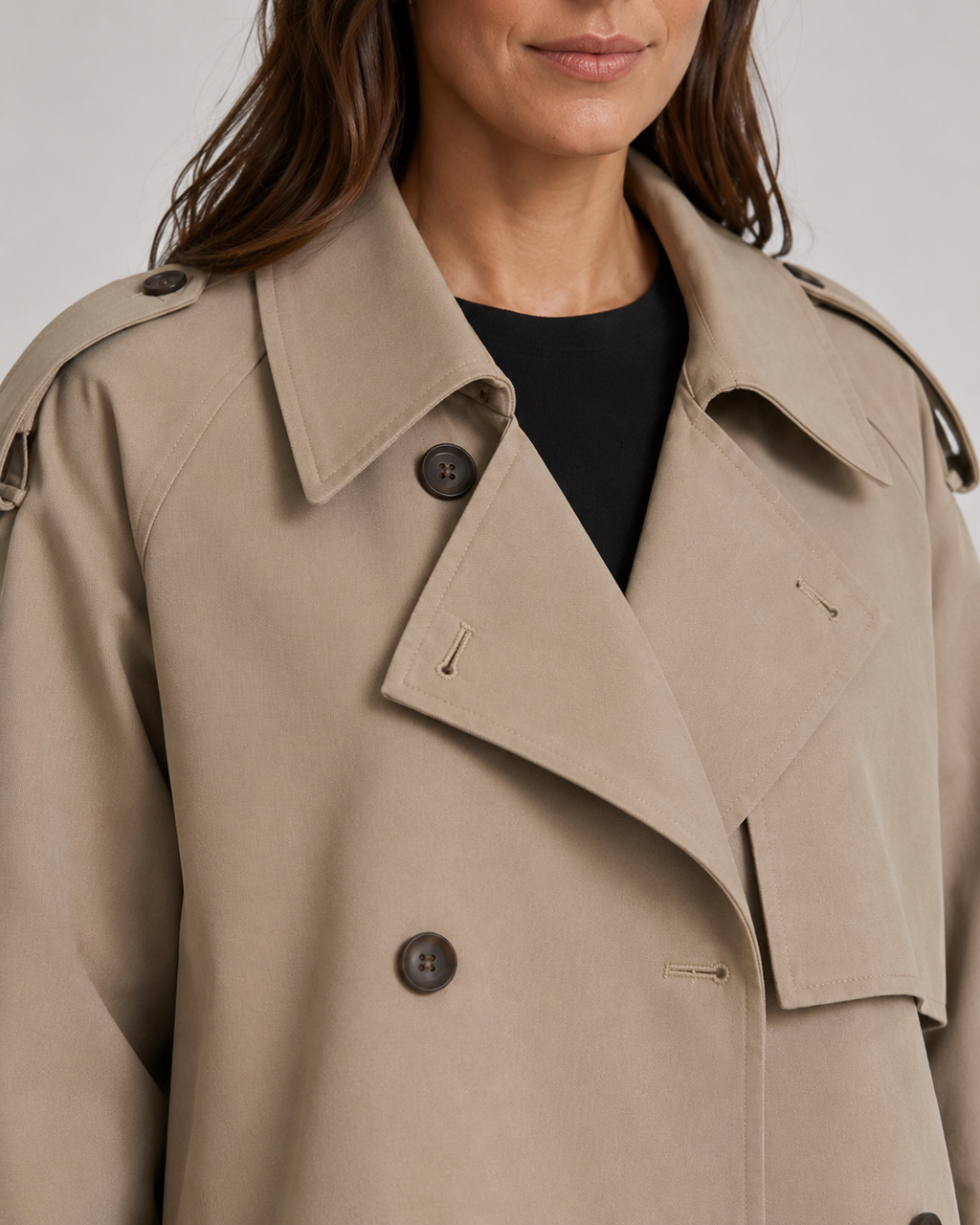 Katrien | Cropped Trench Coat with Buckle Cuffs