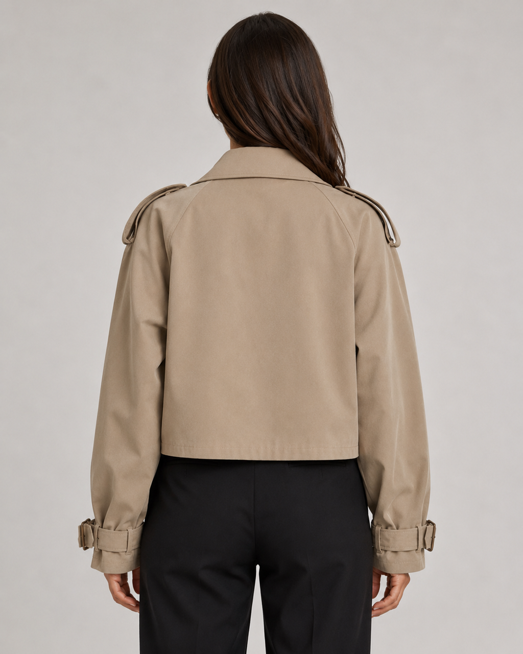 Katrien | Cropped Trench Coat with Buckle Cuffs