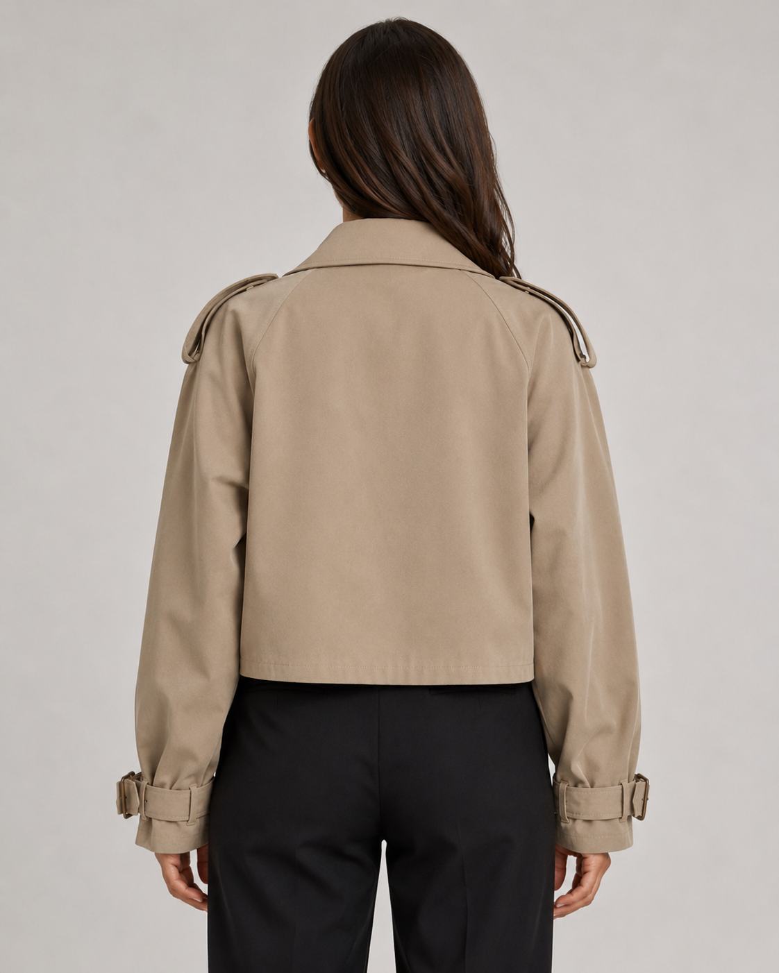 Katrien | Cropped Trench Coat with Buckle Cuffs