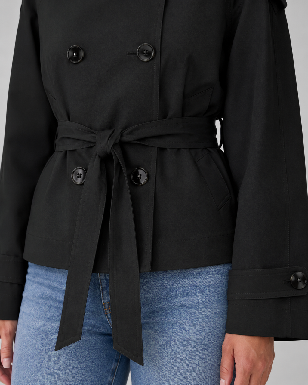 Jessamine | Cropped Trench Coat with Funnel Neck