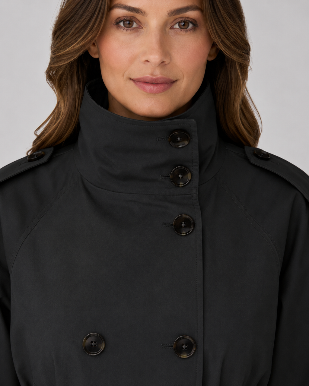Jessamine | Cropped Trench Coat with Funnel Neck