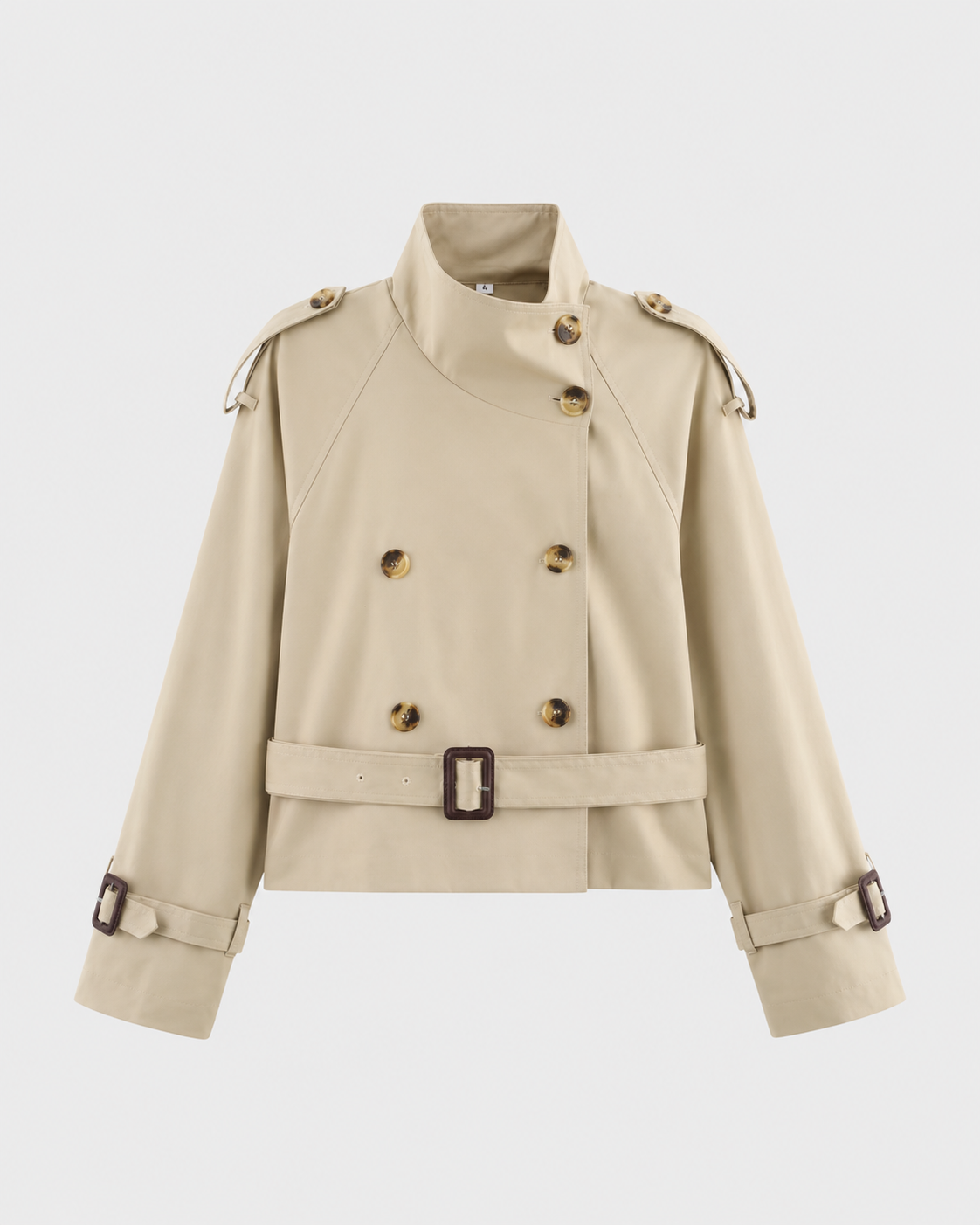 Queenie | Cropped Trench Jacket with Funnel Neck