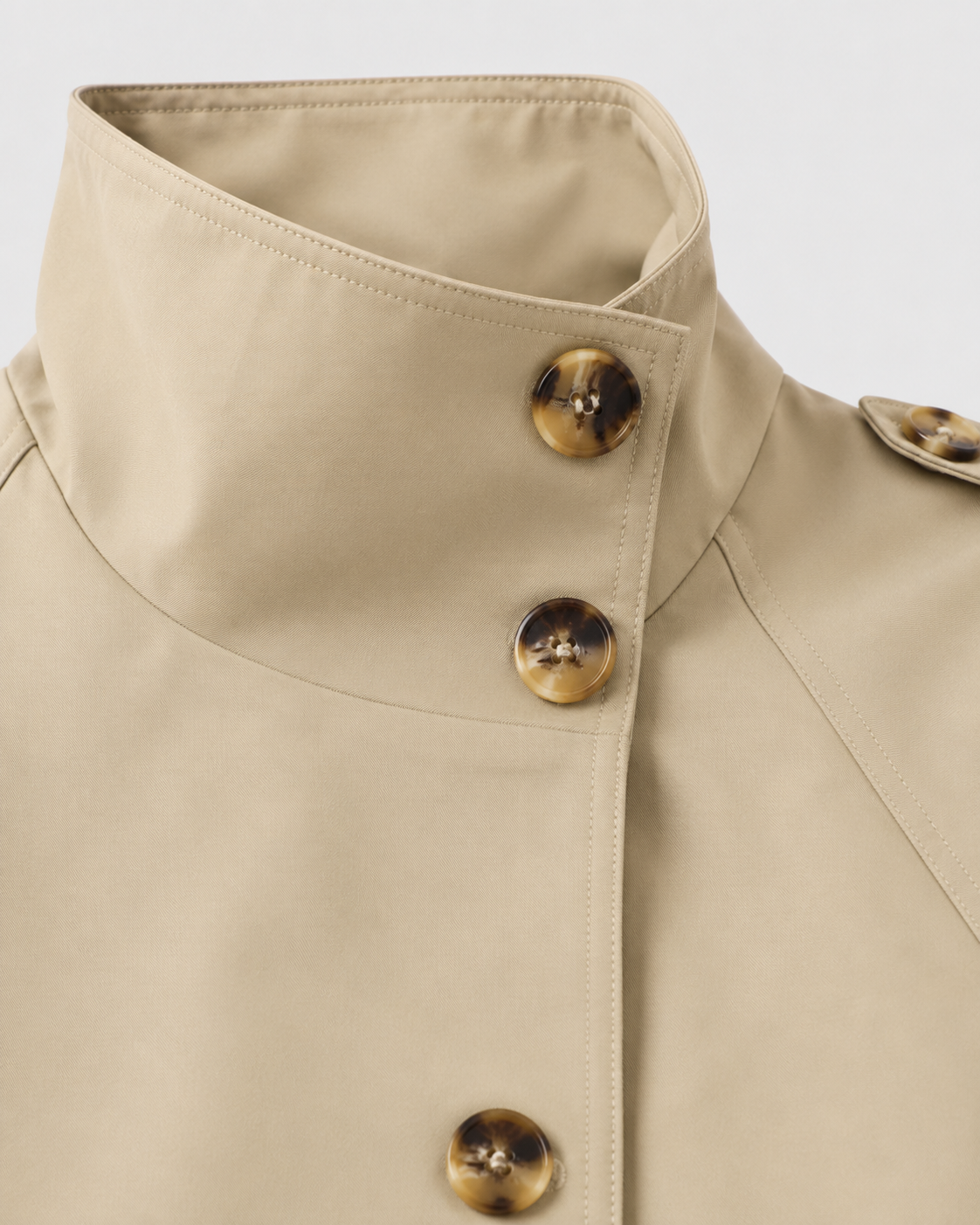 Queenie | Cropped Trench Jacket with Funnel Neck