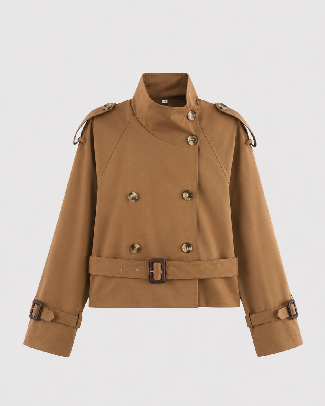 Queenie | Cropped Trench Jacket with Funnel Neck