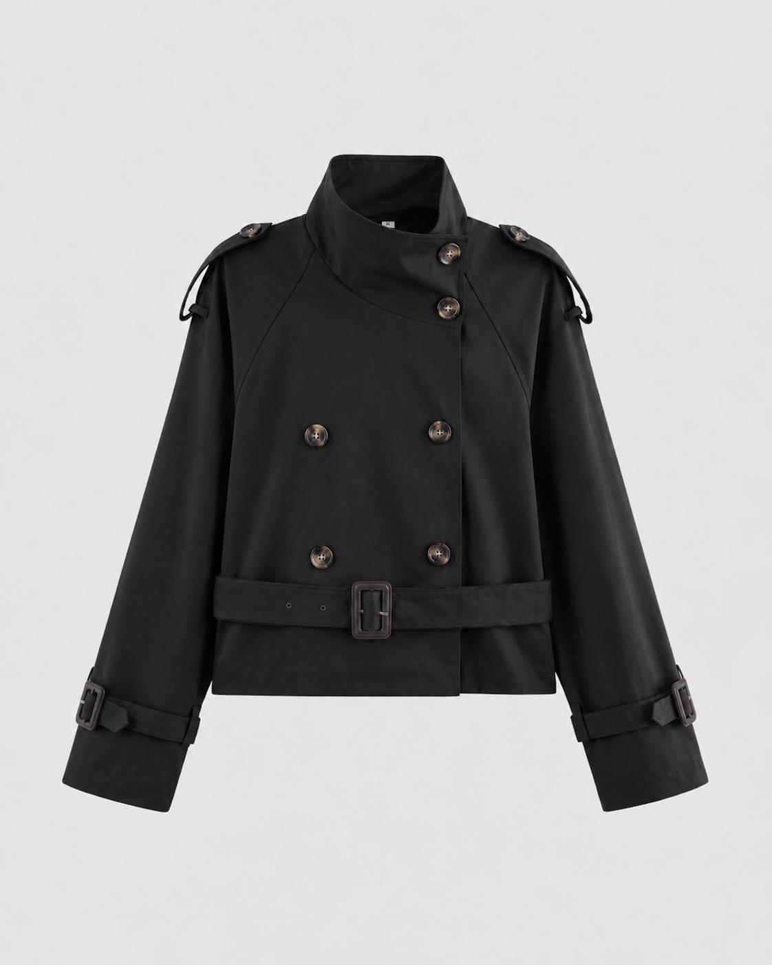 Queenie | Cropped Trench Jacket with Funnel Neck