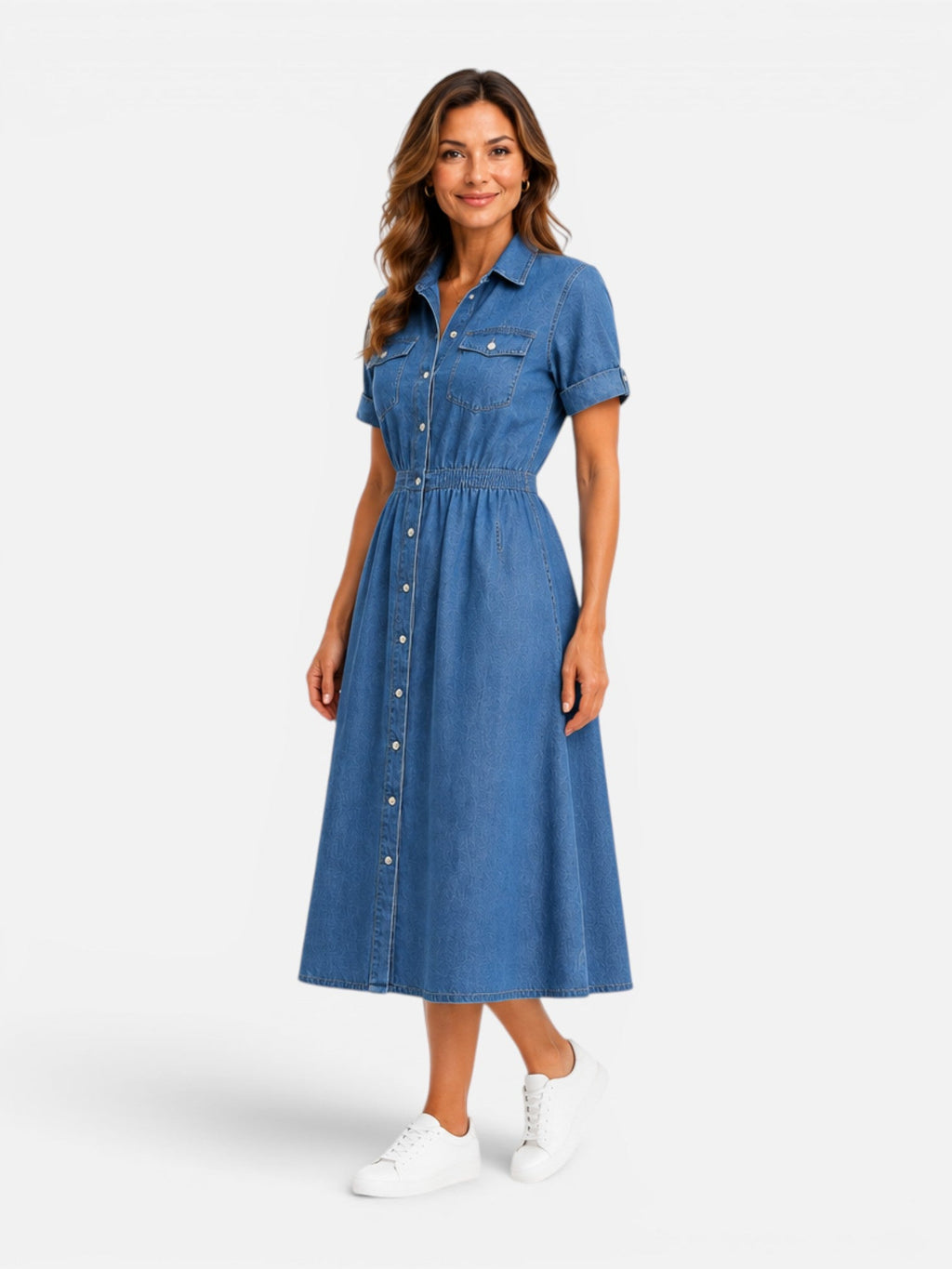 Vivienne | Denim Button-Front Midi Dress