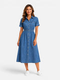 Vivienne | Denim Button-Front Midi Dress