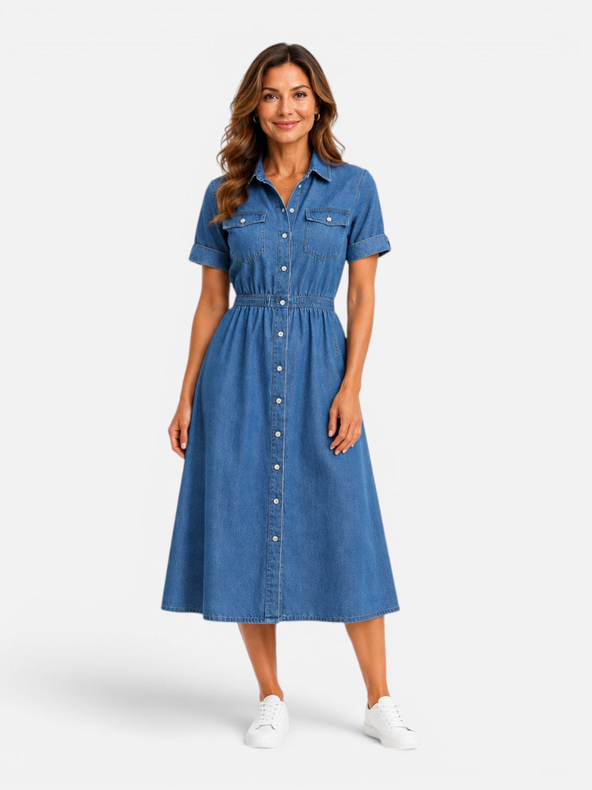 Vivienne | Denim Button-Front Midi Dress