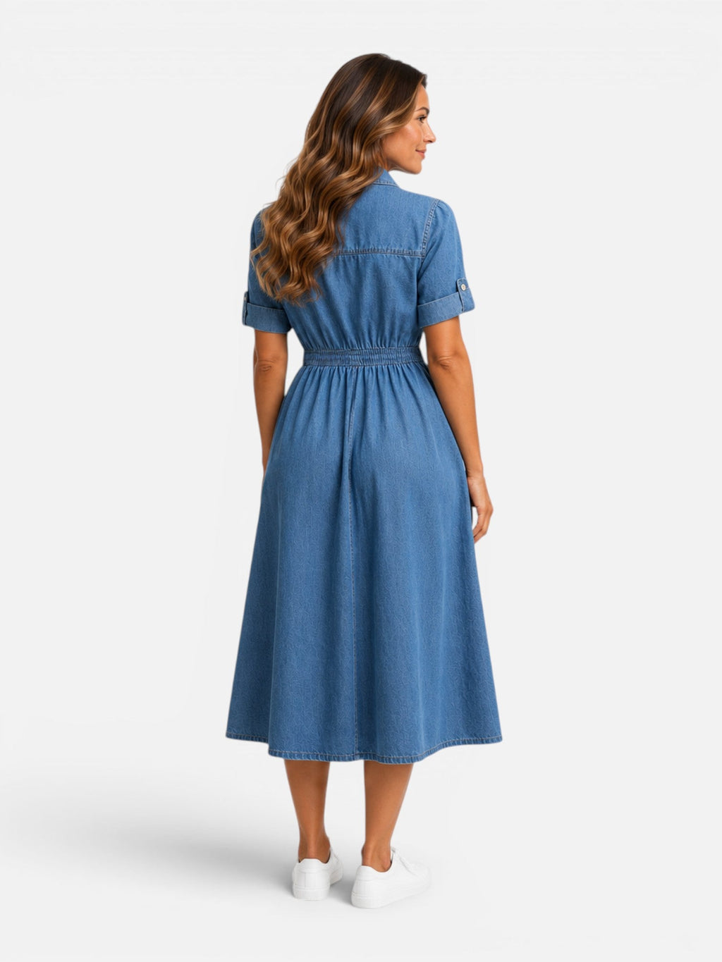 Vivienne | Denim Button-Front Midi Dress