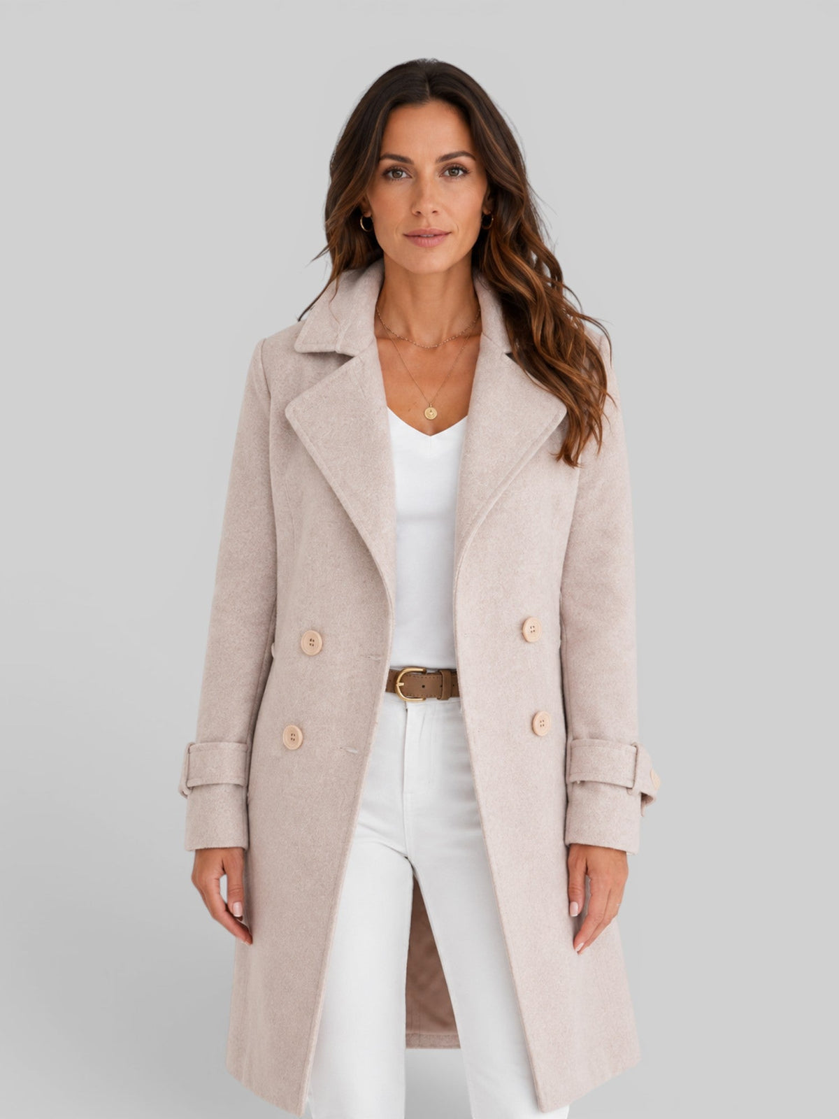 Vianne | Longline Wool Coat with Notch Lapel