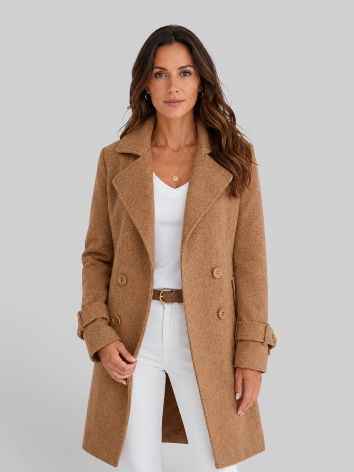 Vianne | Longline Wool Coat with Notch Lapel