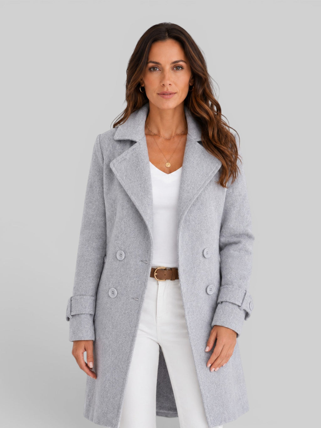 Vianne | Longline Wool Coat with Notch Lapel