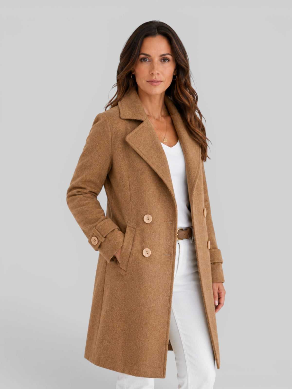 Vianne | Longline Wool Coat with Notch Lapel
