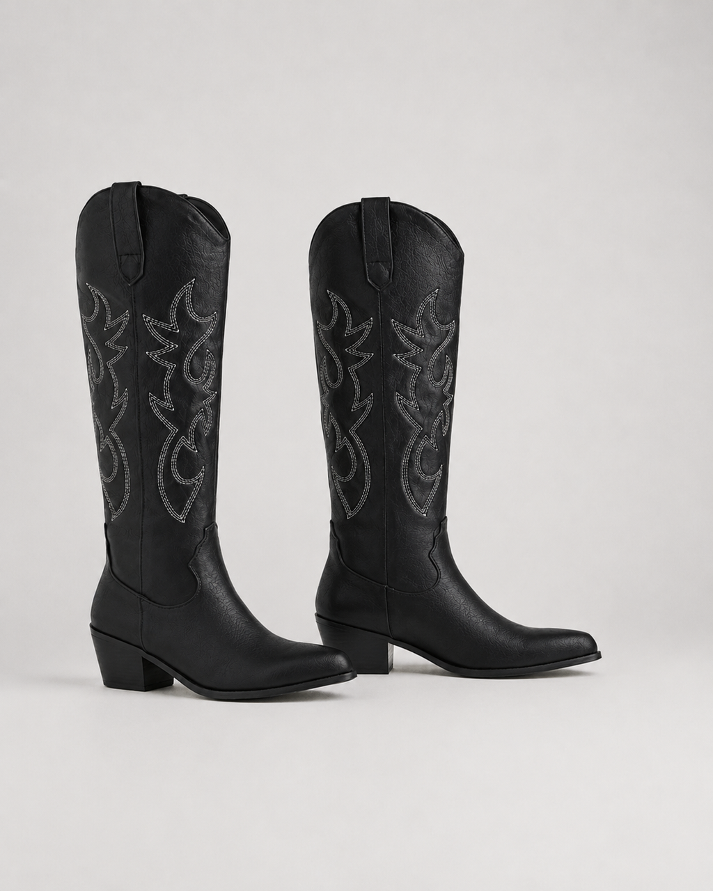 Zephyrine | Embroidered Knee-High Cowboy Boots