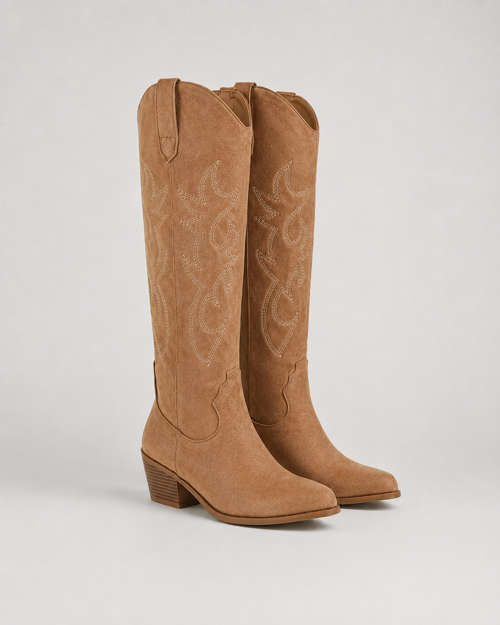 Zephyrine | Embroidered Knee-High Cowboy Boots