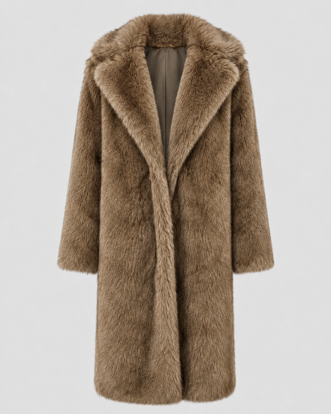 Sunniva | Faux Fur Long Coat with Wide Collar