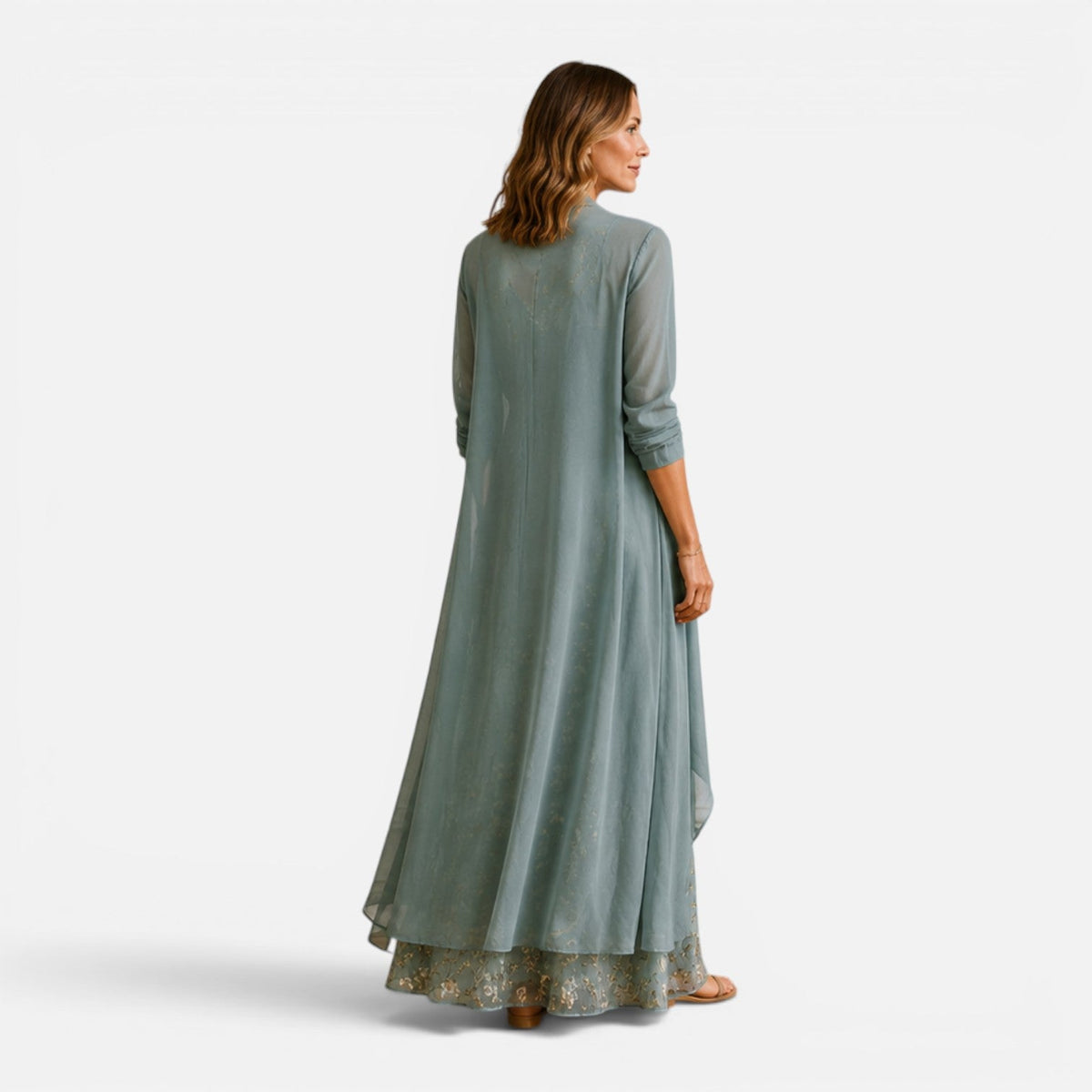 Serena | Floral Embroidered Maxi Dress & Jacket Set
