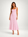 Eloise | Floral Embroidered Square Neck Midi Dress