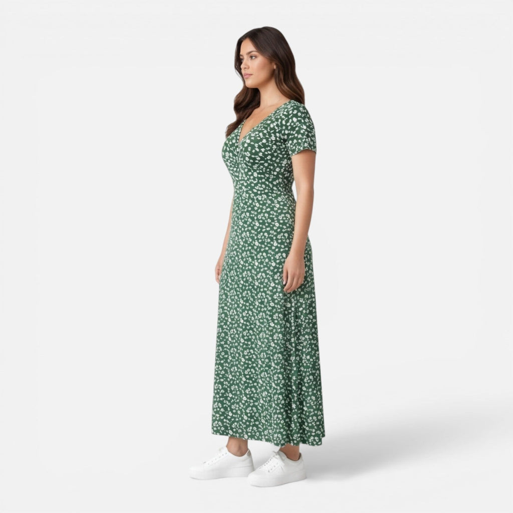 Ellie | Floral V-Neck Midi Dress