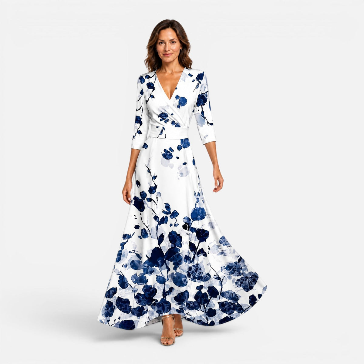 Tamsin | Floral Wrap V-Neck Maxi Dress