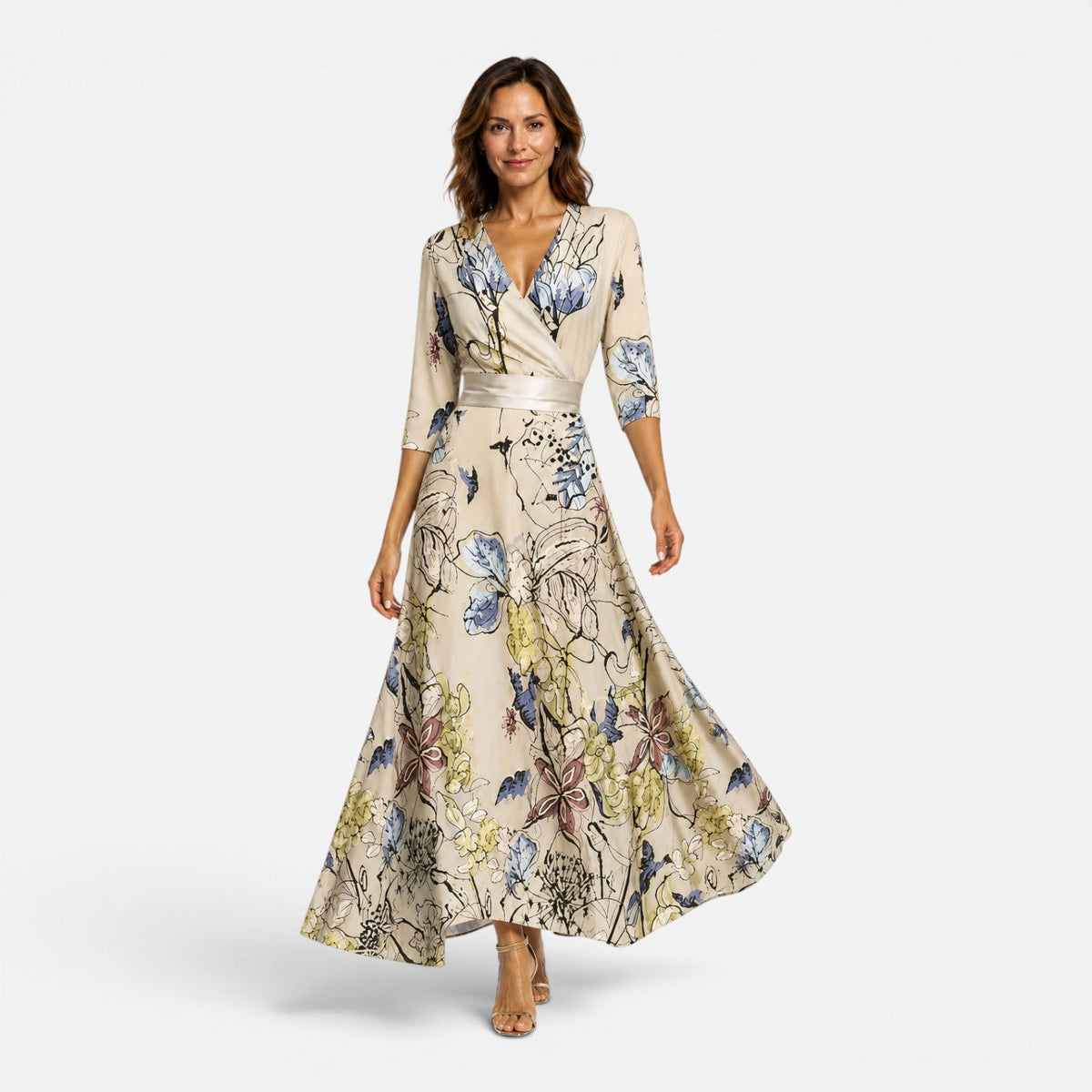 Tamsin | Floral Wrap V-Neck Maxi Dress