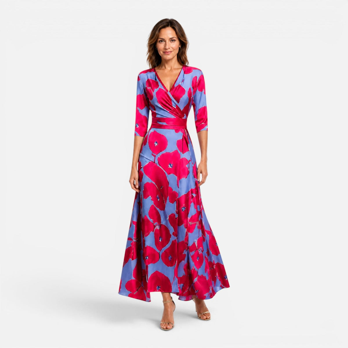 Tamsin | Floral Wrap V-Neck Maxi Dress