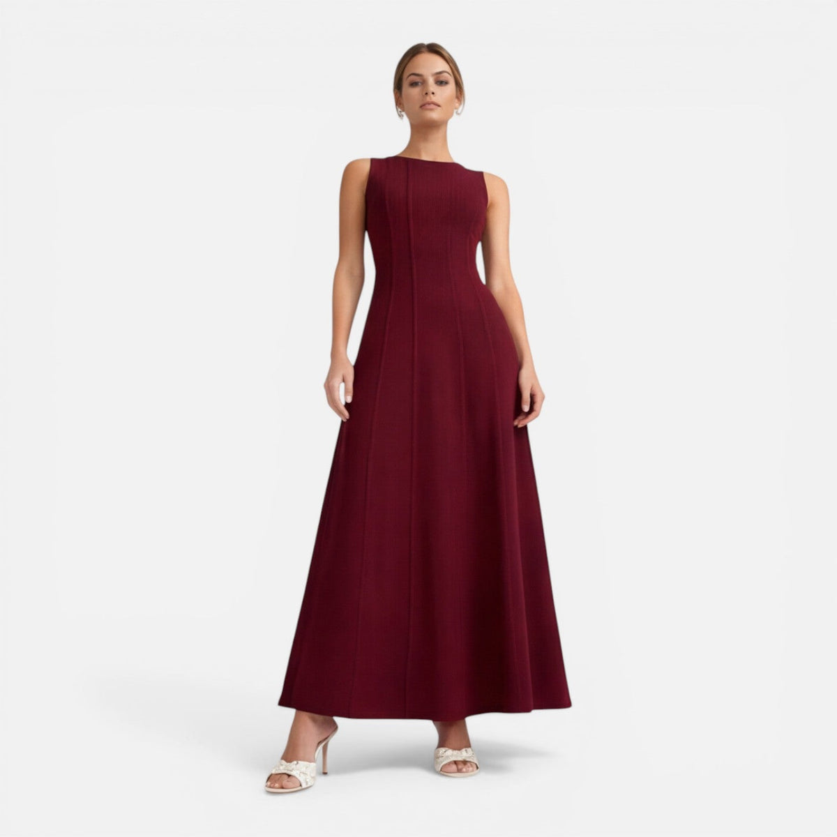 Isolde | Pleated Sleeveless Wedding Guest Maxi Dress
